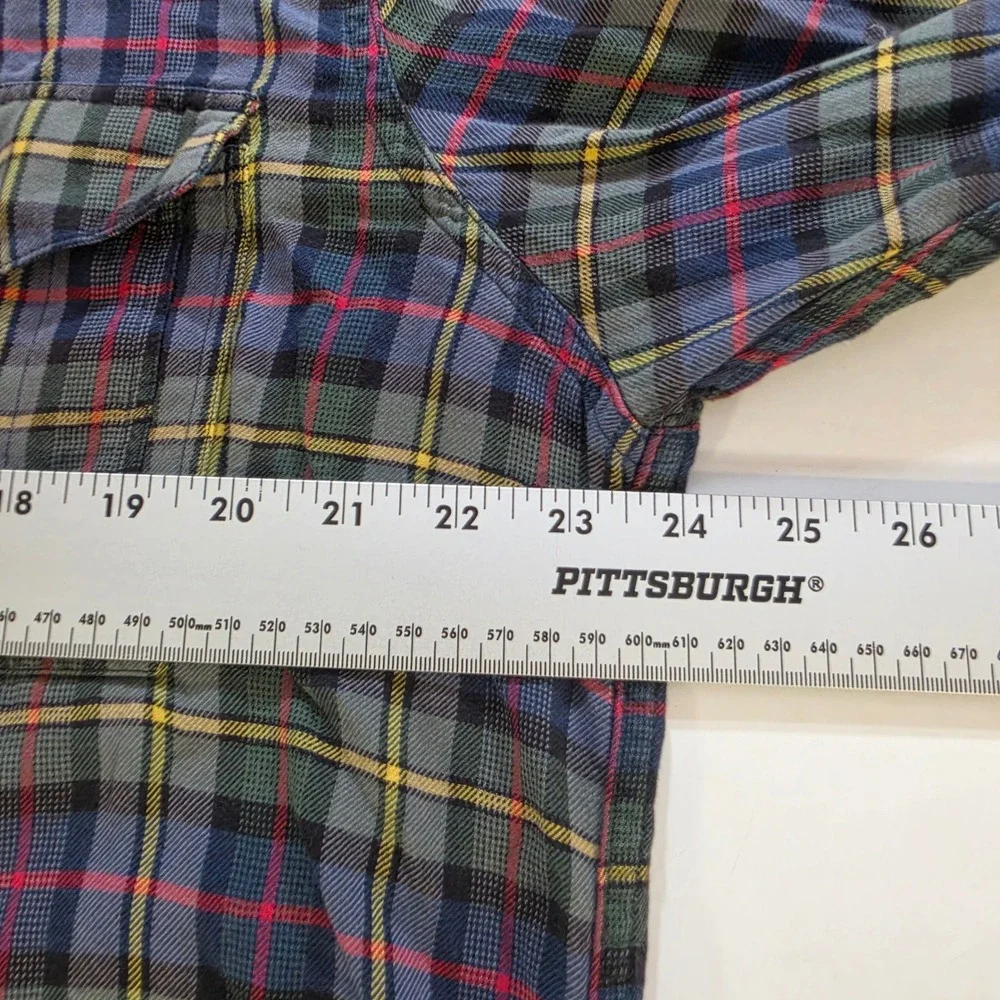 Polo Ralph Lauren Mens Large Plaid Flannel Shirt Blue Green Red Long Sleeve